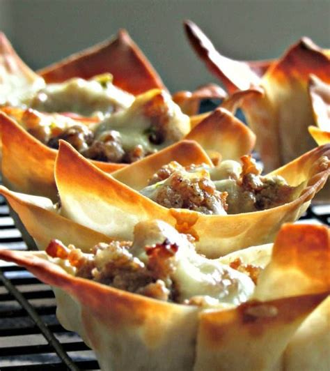 Cheesy Sausage Wonton Cups 1 Party Appetizer Gouda Life Recipe