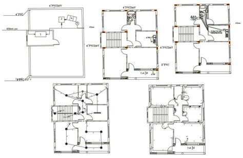 Electrical And Plumbing Layout Plan Of 2 Bhk House Project Cadbull