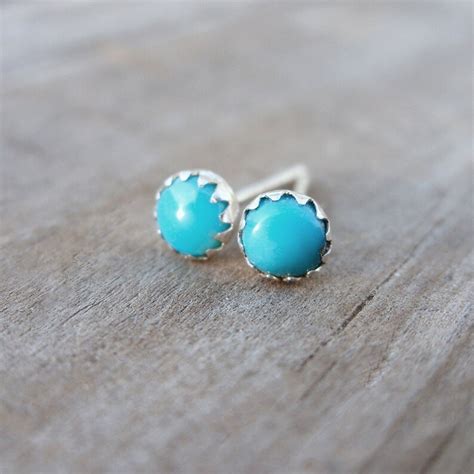 Mm Small Bright Blue Sleeping Beauty Turquoise Stud Earrings Etsy