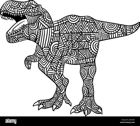 Tyrannosaurus Rex Dinosaur Mandala Coloring Pages Stock Vector Image