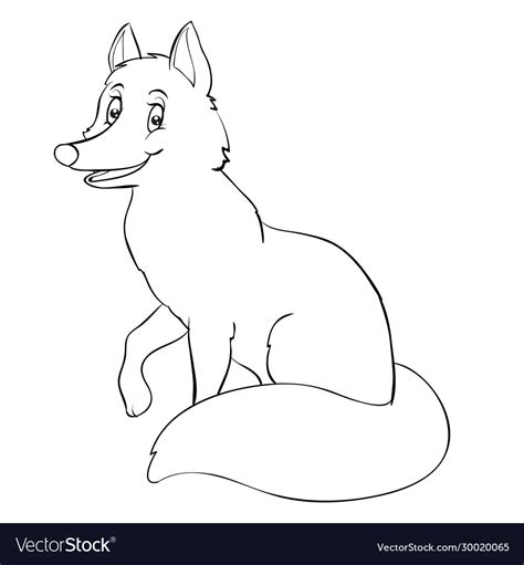 Cartoon Fox Style Is Drawn In Outline Royalty Free Vector