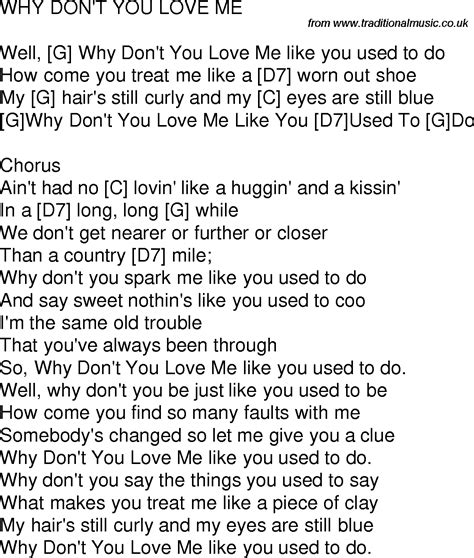 Old Time Song Lyrics With Guitar Chords For Why Don T You Love Me Like