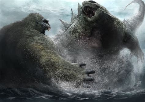 Godzilla And Kong Conflict Each Other At The Ocean Godzilla King