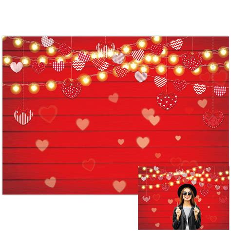 Buy Allenjoy X Ft Valentine S Day Backdrop Glitter Lights Red Rustic Wood Sweet Heart