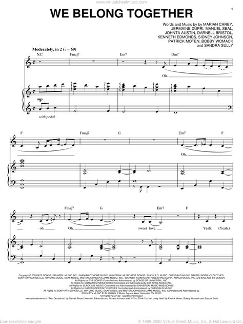 Carey We Belong Together Sheet Music For Voice And Piano Pdf