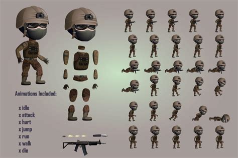 2d Game Special Forces Character Sprites Sheets