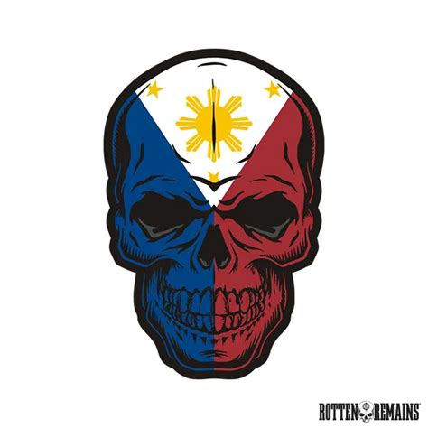 Philippines Flag Skull Decal Filipino Philippine Pinoy Vinyl Sticker V4