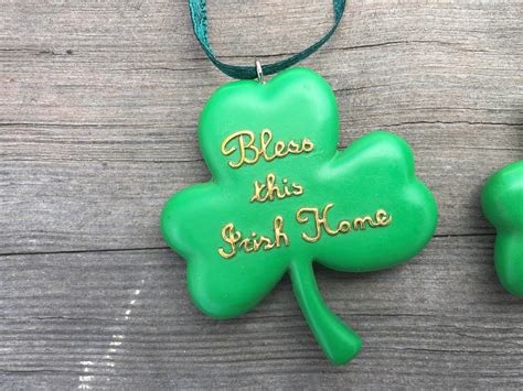 Set Of 3 Irish Shamrock Ornaments Etsy