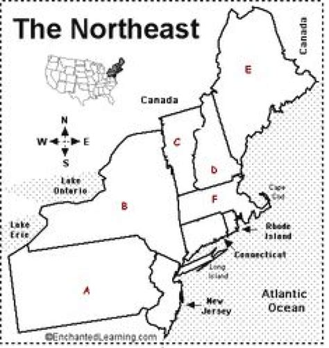 Blank Printable Northeast Region A Blank Map For Students To Color In