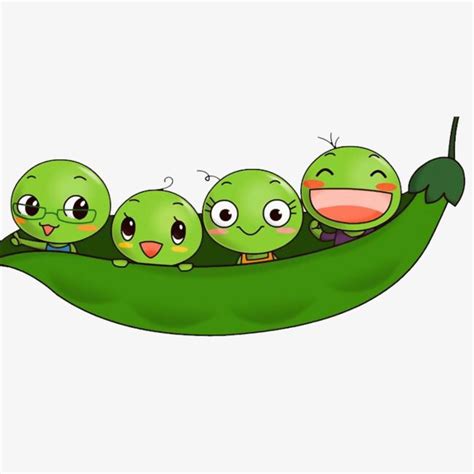 Lovely Baby Peas Vegetable Cartoon Funny Fruit Cute Drawings