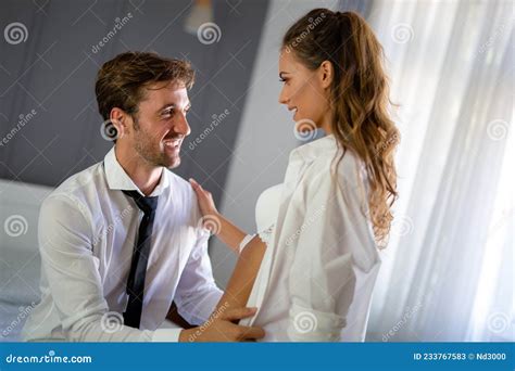 beautiful couple in love hugging and kissing during foreplay stock image image of lovers