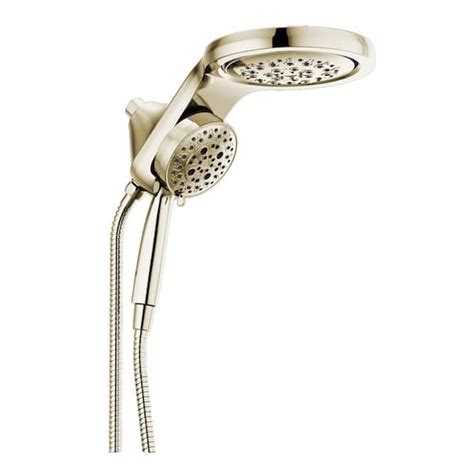 delta hydrorain 5 spray patterns 2 5 gpm 6 in wall mount dual shower heads in lumicoat polished