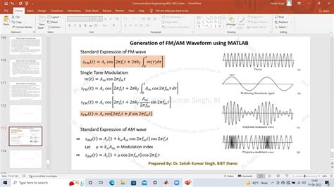 Generation Of Amplitude And Frequency Modulation Using Matlab Code