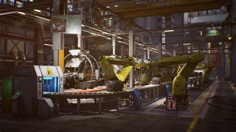 3d Render Of Automotive Factory Assembly Line Production Manufacturing