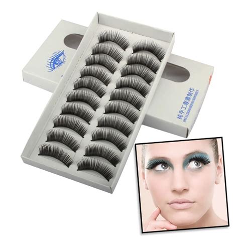 Handmade 10 Pairs Natural Long Thick Black False Eyelashes Charming Eye