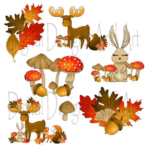 Autumn Animals Clipart By Digitaldesignsandart Thehungryjpeg