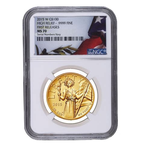 2015 W 1 Oz 100 American Liberty High Relief Gold Coin Ngc Ms 70