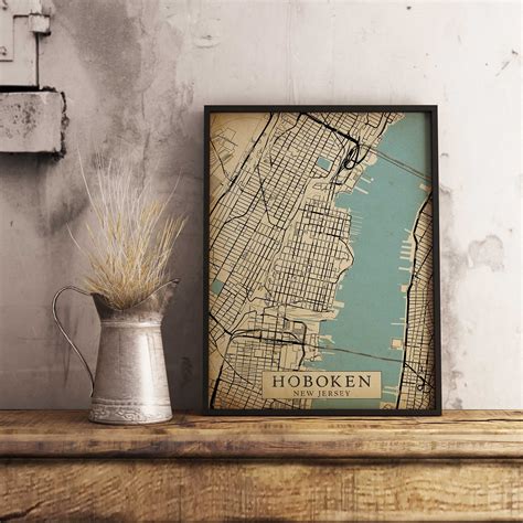 Printable Vintage Style Map Hoboken New Jersey Instant Etsy