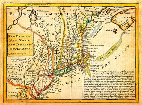 1729 Moll Map Of New York New England And Pennsylvania First Postal Map