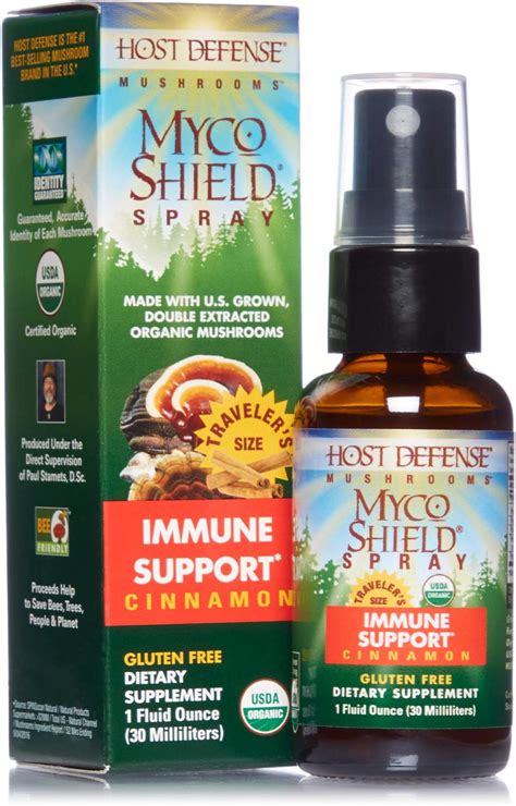 host defense mycoshield spray daily immune support mushroom supplement cinnamon
