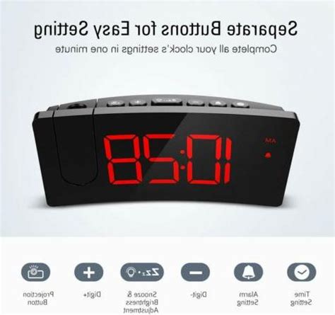 Pictek 5 Led Curved Screen Projection Alarm Clock