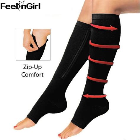 Feelingirl Fashion Stockings Legs Shaper 2017 Hot Calf Slimming Shaper Compression Socks Zipper