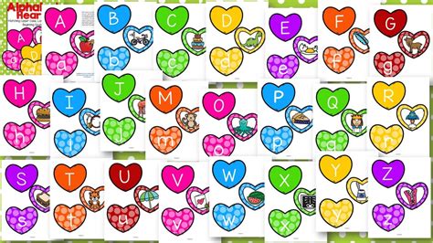 Alphabet Hearts Matching Upper Case Lower Case And Beginning Sounds