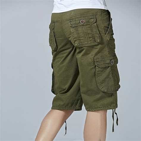 2019 summer mens cargo shorts solid cotton high quality knee length male shorts bermuda military