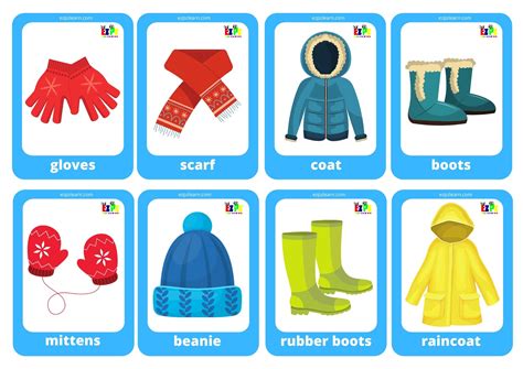 Clothes Winter Game Cards Mini Flashcards