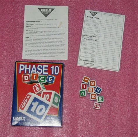 Vtg Fundex Phase 10 Dice Game Replacement Parts 9 Dice Instructions
