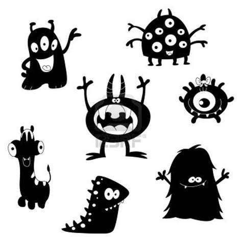 Cartoon Funny Monsters Silhouettes Stock Photo 9483772 Fete Halloween
