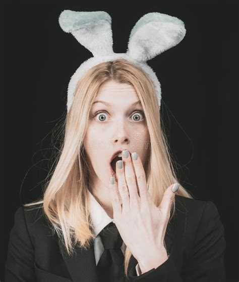 Model Dressed In Costume Easter Bunny Woman Rabbit Easter Bunny Girl Stock Image Image Of