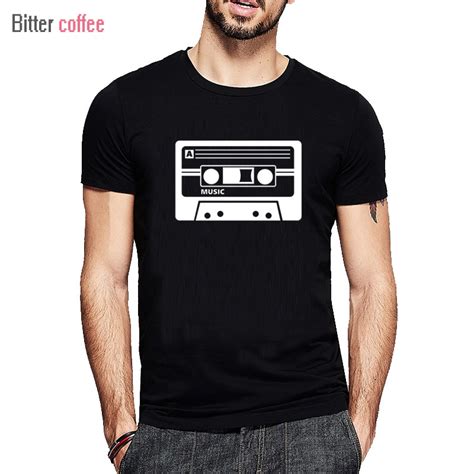 Hot Sale Funny Cassette Audio Printing Tape Shirt Men Designed Short Sleeve Custom O Neck Short