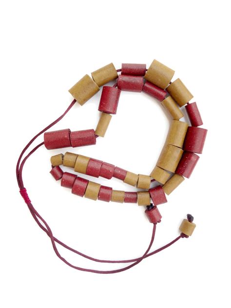 Rustic Jewelry Eco Necklace Long Paper Bead Necklace Red And