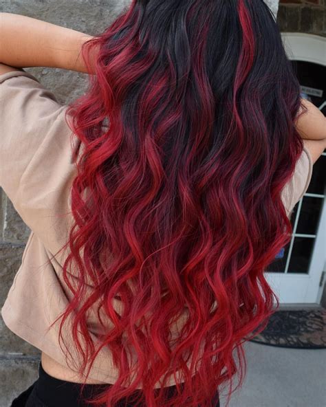 black and red ombre hair ombre hair black hair ombrehair red balayage hair red ombre