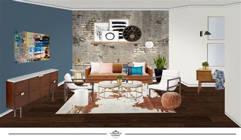 Modern Mid Century Living Room 2d Design Concept Sandringham