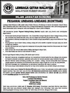 26 februari 2020 lokasi : Iklan Jawatan Kosong Lembaga Getah Malaysia • Kerja Kosong ...