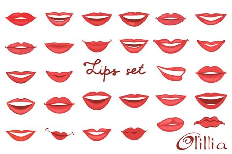 Lips Set Illustrator Graphics ~ Creative Market