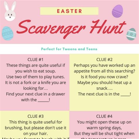 Easter Egg Scavenger Hunt Clues For Adults Printables Emily Norris