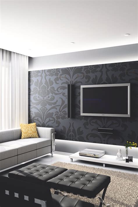 Cool Dark Wallpaper Modern Wallpaper Living Room Design Living Room