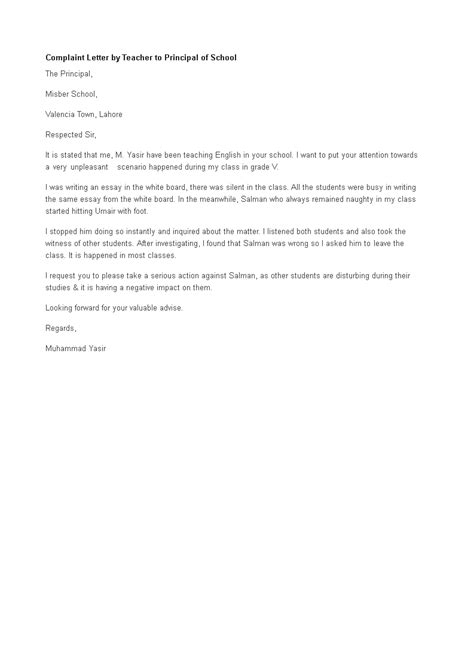 Teacher Complaint Letter Templates At