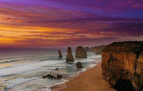Wallpaper Beach Sunset Australia The Twelve Apostles Images For