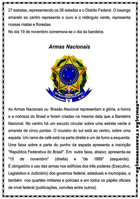 símbolos nacionais ~ portal escola dia da bandeira simbolos nacionais do brasil símbolos