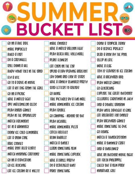 The Ultimate Summer Bucket List Free Printable Fun Summer Activities Summer Fun List