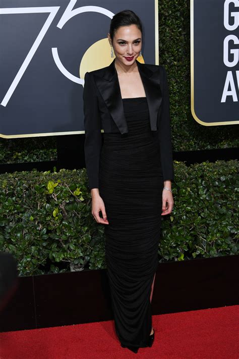 Gal Gadot At The Golden Gloves Tailor Jacket And Black Dress To Support