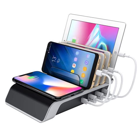 Juslike Multi Device Usb Charging Station 4 Port Dock And Organizer With