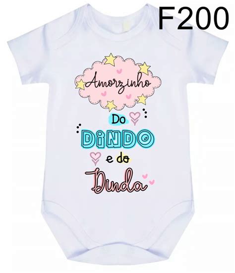 Body Bebê Frases Amorzinho Do Dindo E Da Dinda F200 Elo7