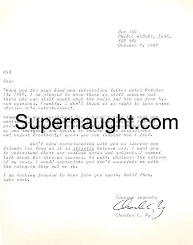 Charles Ng 1989 Signed Letter With Drawing And Envelope Supernaught