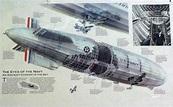 A cross-section of the USS Akron is displayed on a poster at the Navy ...