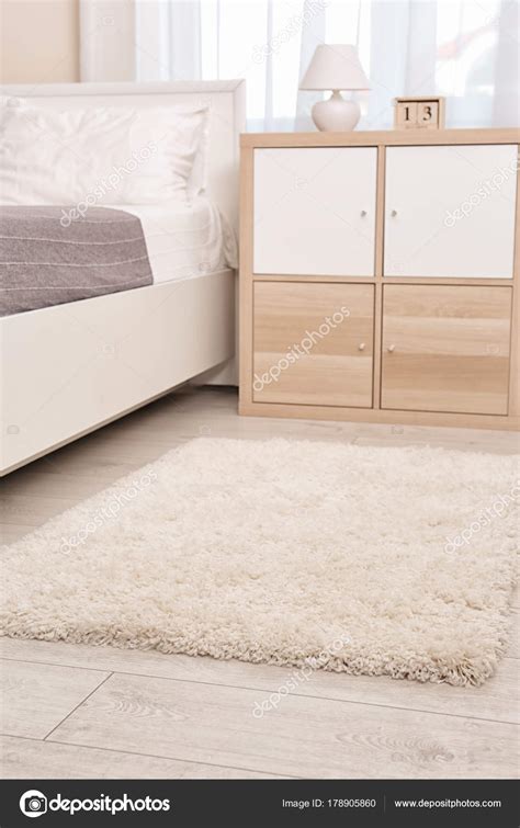 Modern Bedroom Interior With Soft Fluffy Carpet Stock Photo By
